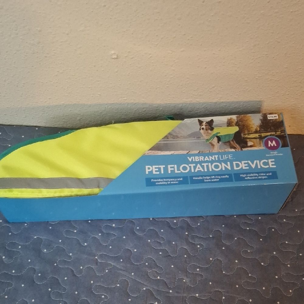 Vibrant Pet Flotation Device in Yellow and Green size medium New